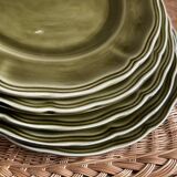 5 Lunéville Moss Green dessert plates.