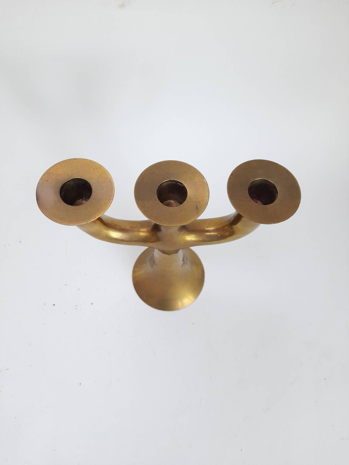 Swedish three-branch brass candlestick