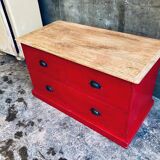 Bright red chest of drawers