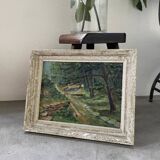 Peinture à huile balade en forêt Bailly