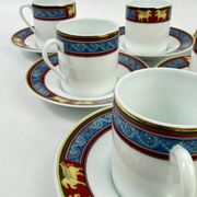 Raynaud Limoges — Six porcelain coffee cups, Pégase model