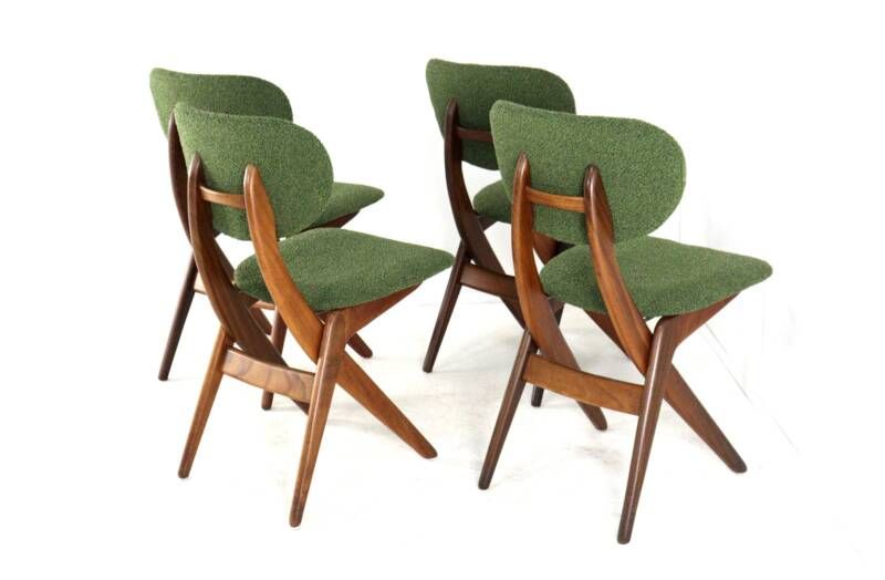 Set of 4 AwA Scissor Chairs - teak mid century modern - new upholstery