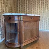 Meuble d’appui Louis XVI en bois précieux, marbre et vitrine – Haentgès Frè