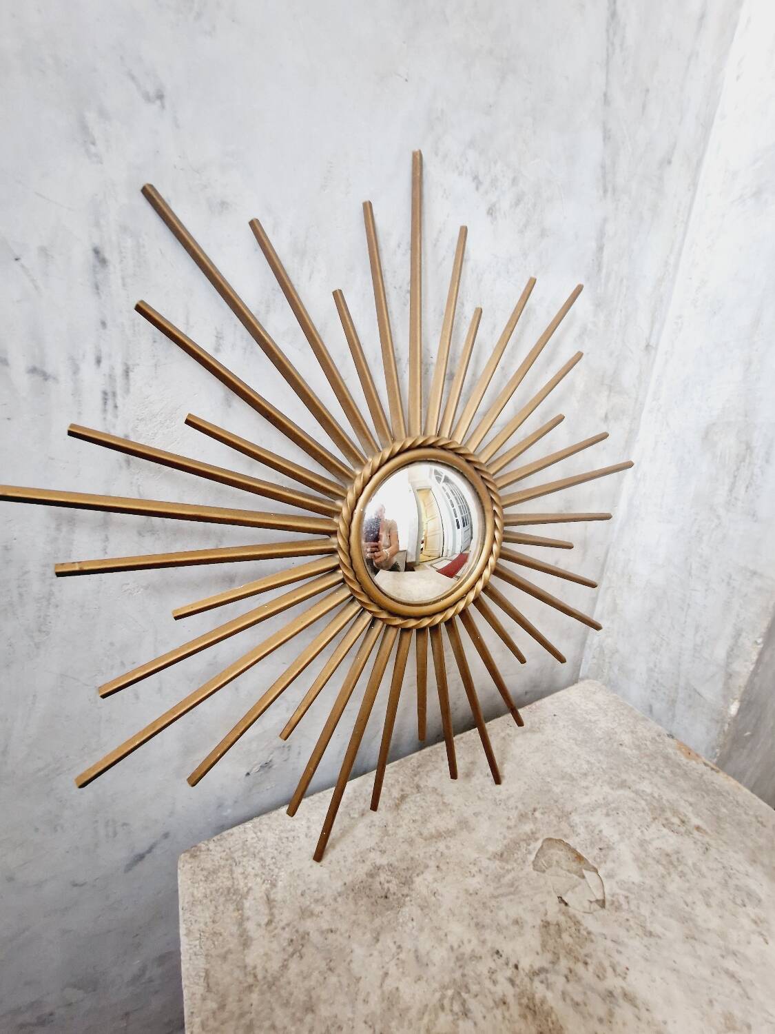 Vintage small and rare sun mirror chaty vallauris