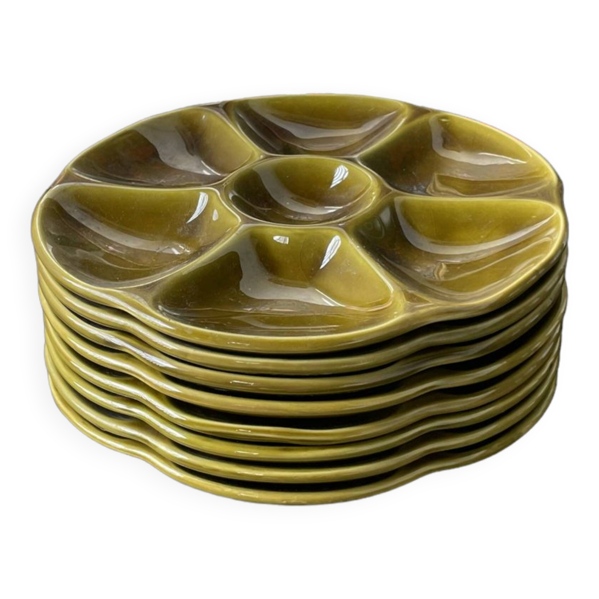 Set of 8 Gien oyster plates