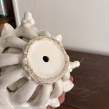 Ceramic Fruit Basket Sculpture Enamelled White 19th Century Malicorne