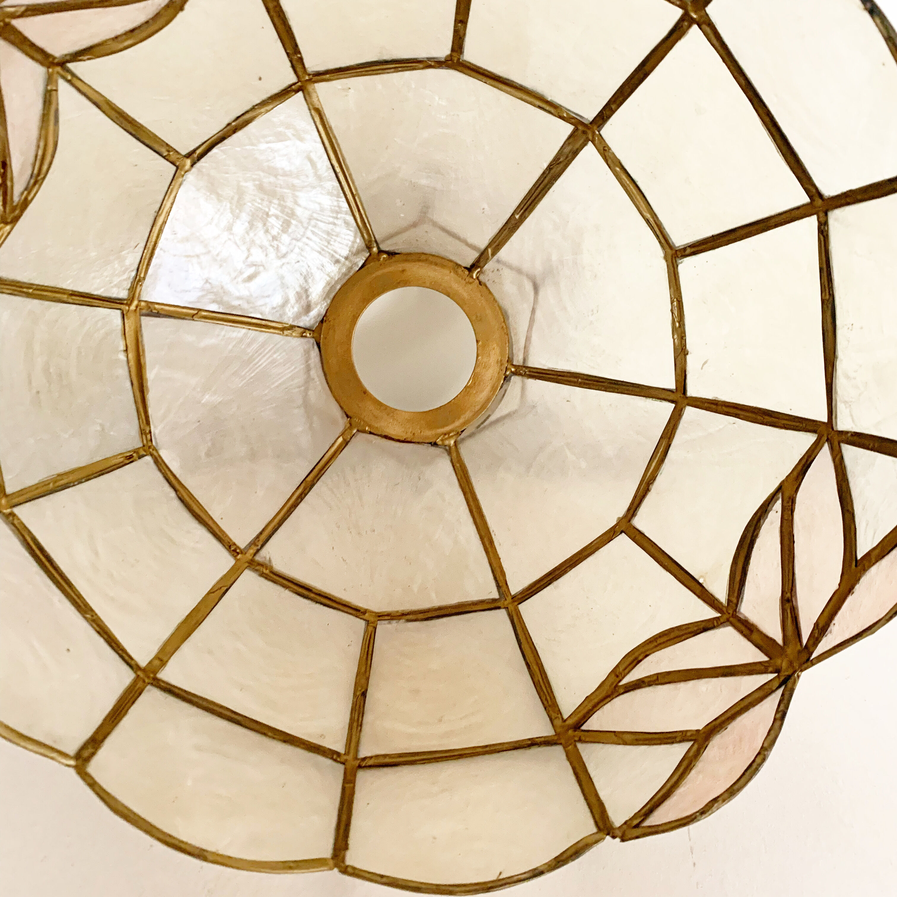 Vintage mother-of-pearl lampshade with pink flowers