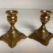 Pair of small brass candle holders