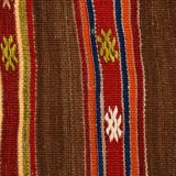 5x7 Soft Brown & Red Mid Century Moderin Turkish Kilim Rug, 153x220