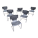 Model 920 Chairs in Chrome and Black Leather by Carlo Bartoli for T70, 1970s, Set of 6