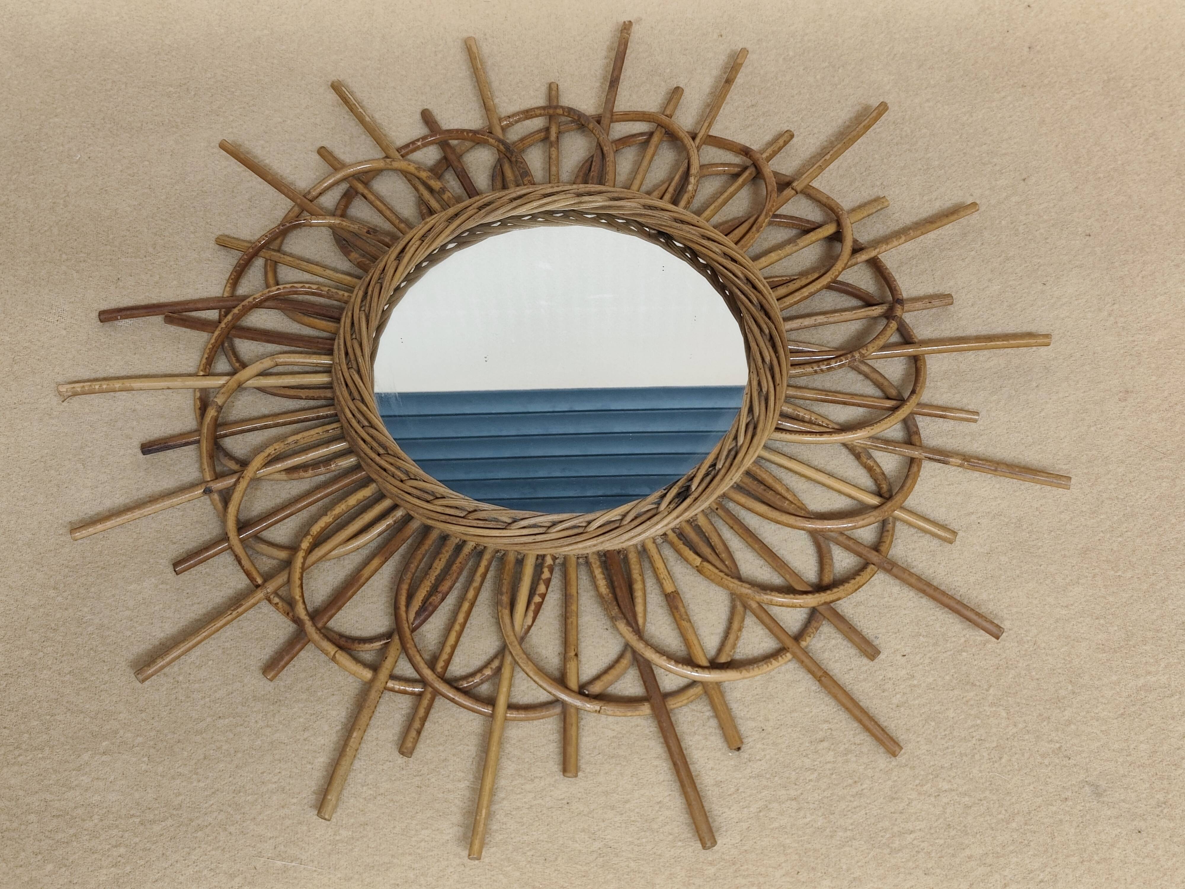 Vintage rattan mirror