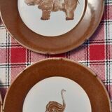 Lot de 6 assiettes vintage "animaux de la savane"