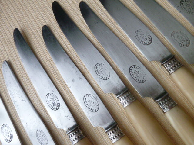 Box of 12 old table knives and 12 cheese knives Superior cutlery AB