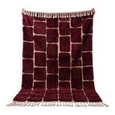 Beni Ouraine carpet in traditional custom-made wool, burgundy 1.5/2.5 m.