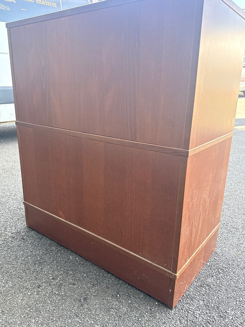 Brown storage unit – Ikea Effektiv – Storage – Two-tone wooden desk cabinet