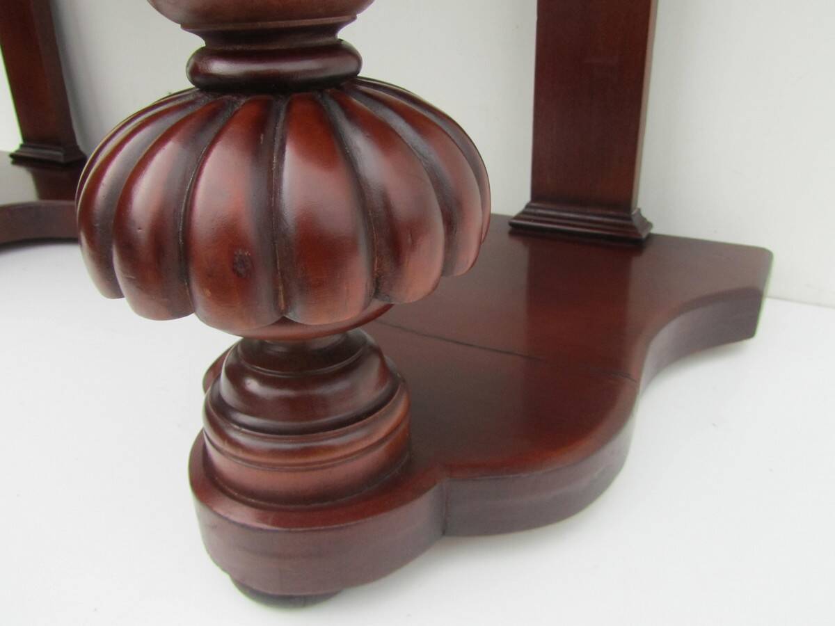 Mahogany and green leather console, 1860-70