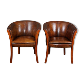 Set of 2 convertible armchairs in sheepskin side chairs