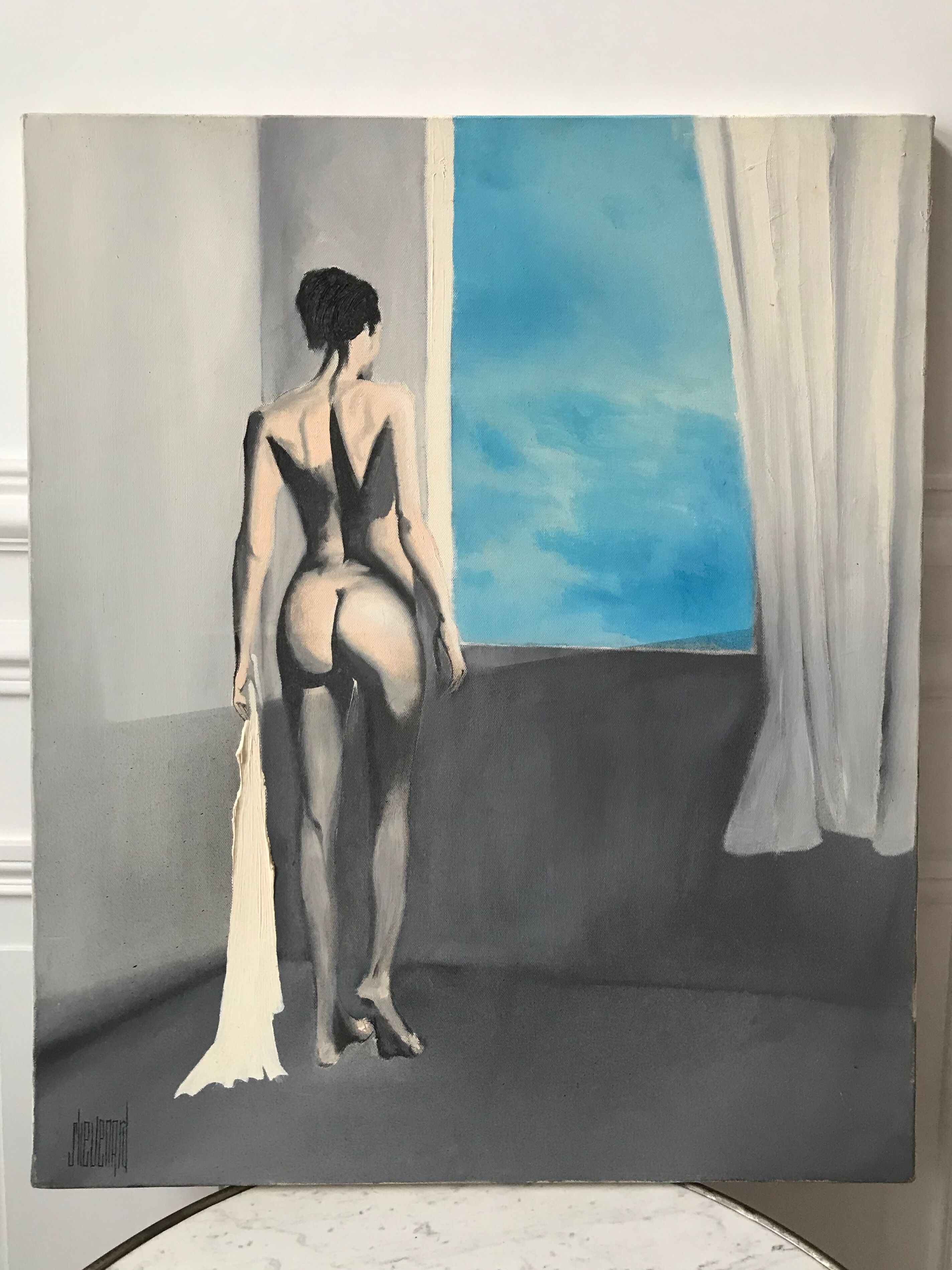 Oil on canvas vintage nude woman