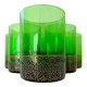 Set of six green smoked crystalline whiskey glasses