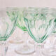 Set of nine glasses on foot in cut glass