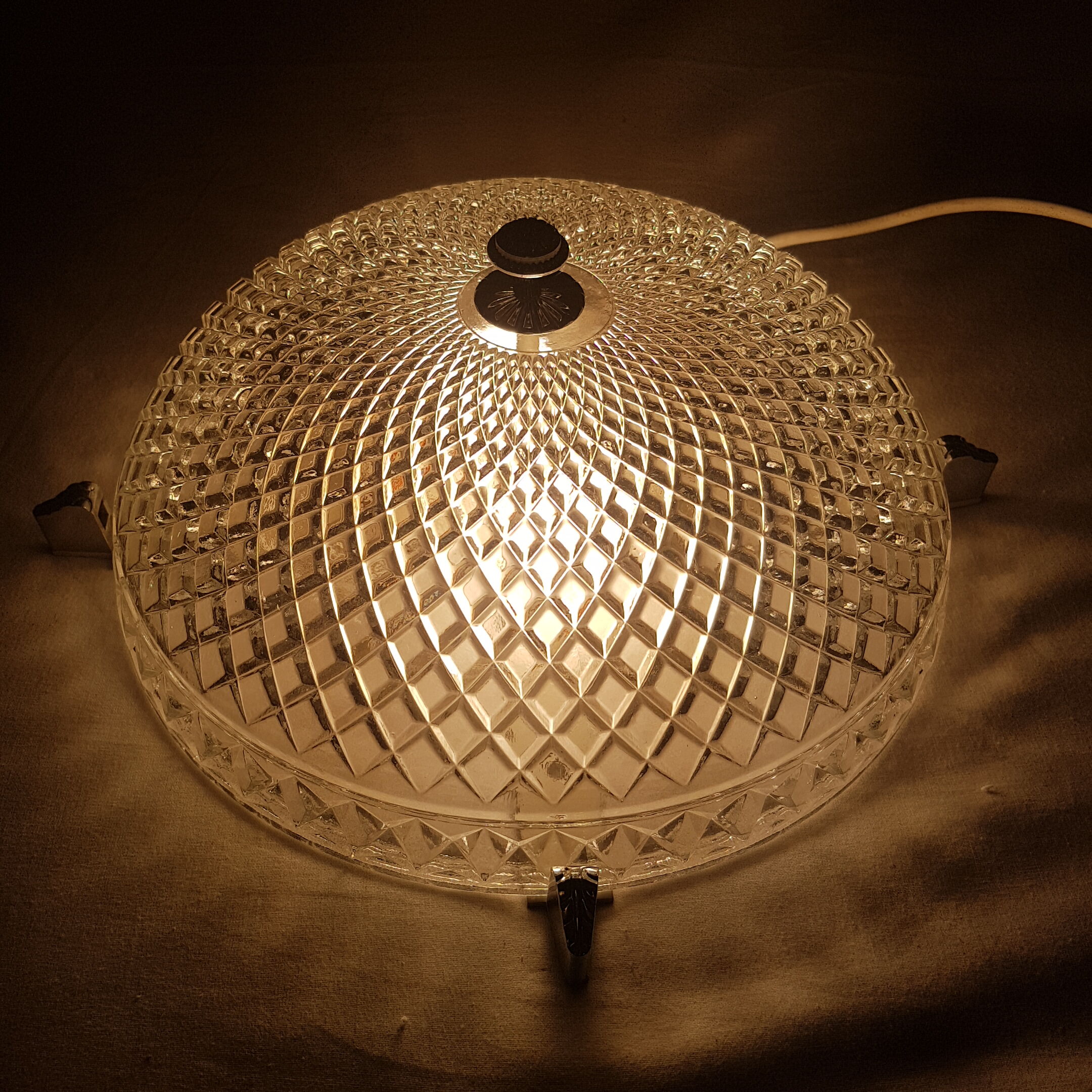 Glass and chrome ceiling light