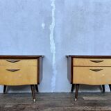 Pair of nightstands vintage bedside table compass legs