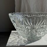 Large glass salad bowl with diamond points D30