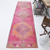 3x10 Oriental Pink Wool Turkish Runner Rug, 89x295Cm SK 18196