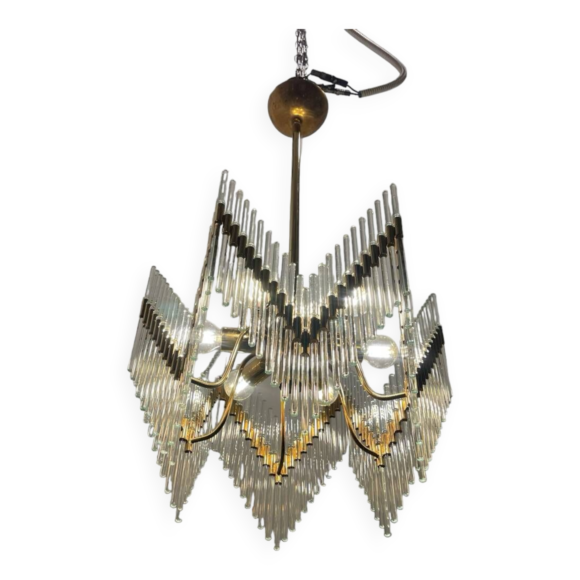 Lustre à tiges en verre de Murano années 1970
