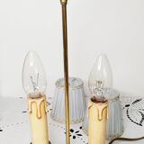 2-light hot water bottle lamp in gilded brass, bedside lamp, desk lamp