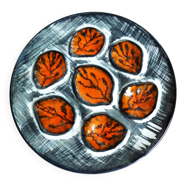 Assiettes à huîtres peintes mains - Assiettes de Pornic France