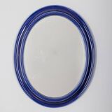 Vintage 1970s blue ceramic wall mirror Italian design