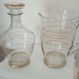 Set carafe, glasses and gold-lecinded cups