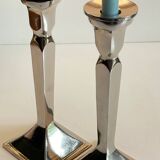 Pair of vintage cast aluminum candlesticks
