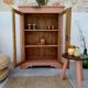 Antique showcase, cupboard, glass cabinet, wood and terracotta, Parisian format