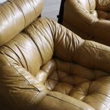 Percival Lafer MP-81 lounge chairs in yellow leather, Brazil 1970s