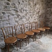 Set of 6 Fischel bentwood bistro chairs, Czechoslovakia, circa 1930–1950.
