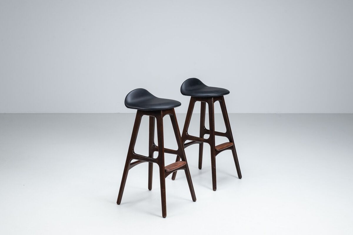 Tabourets de bar "OD61" d'Erik Buch, Oddense Mobler, Danemark, 1965.