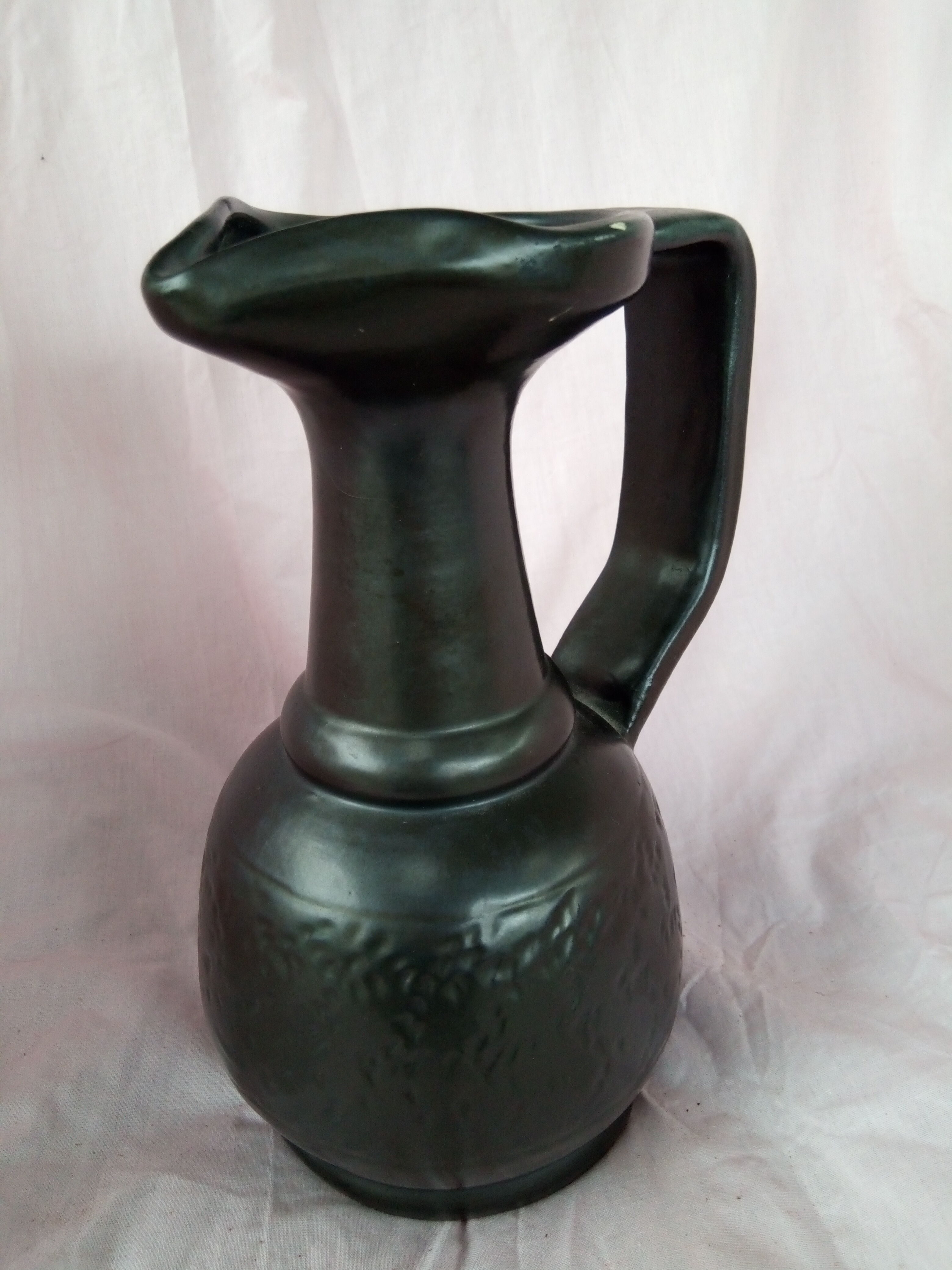 Black ceramic pitcher Vallauris by Lunetta
