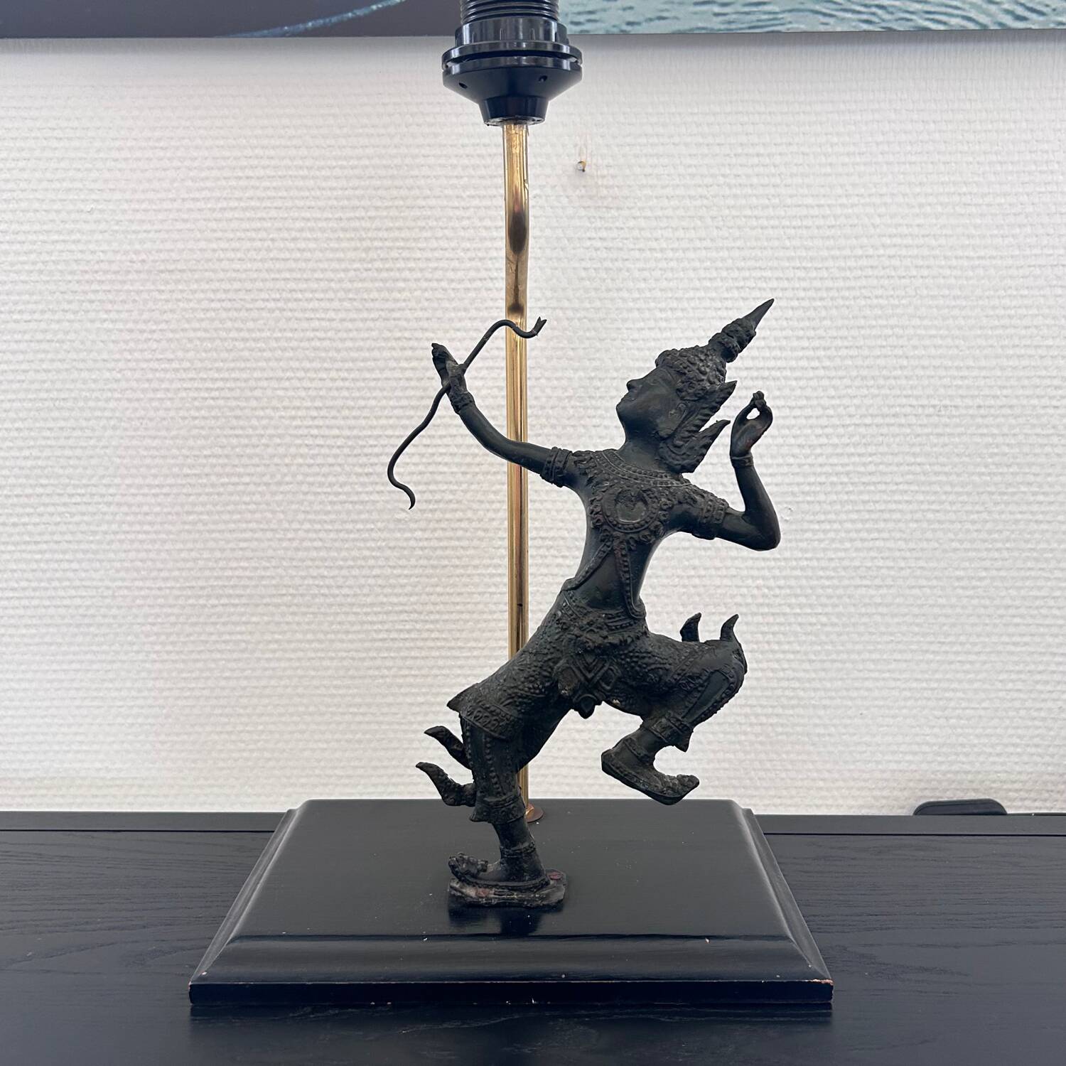 Thai warrior lamp base in bronze