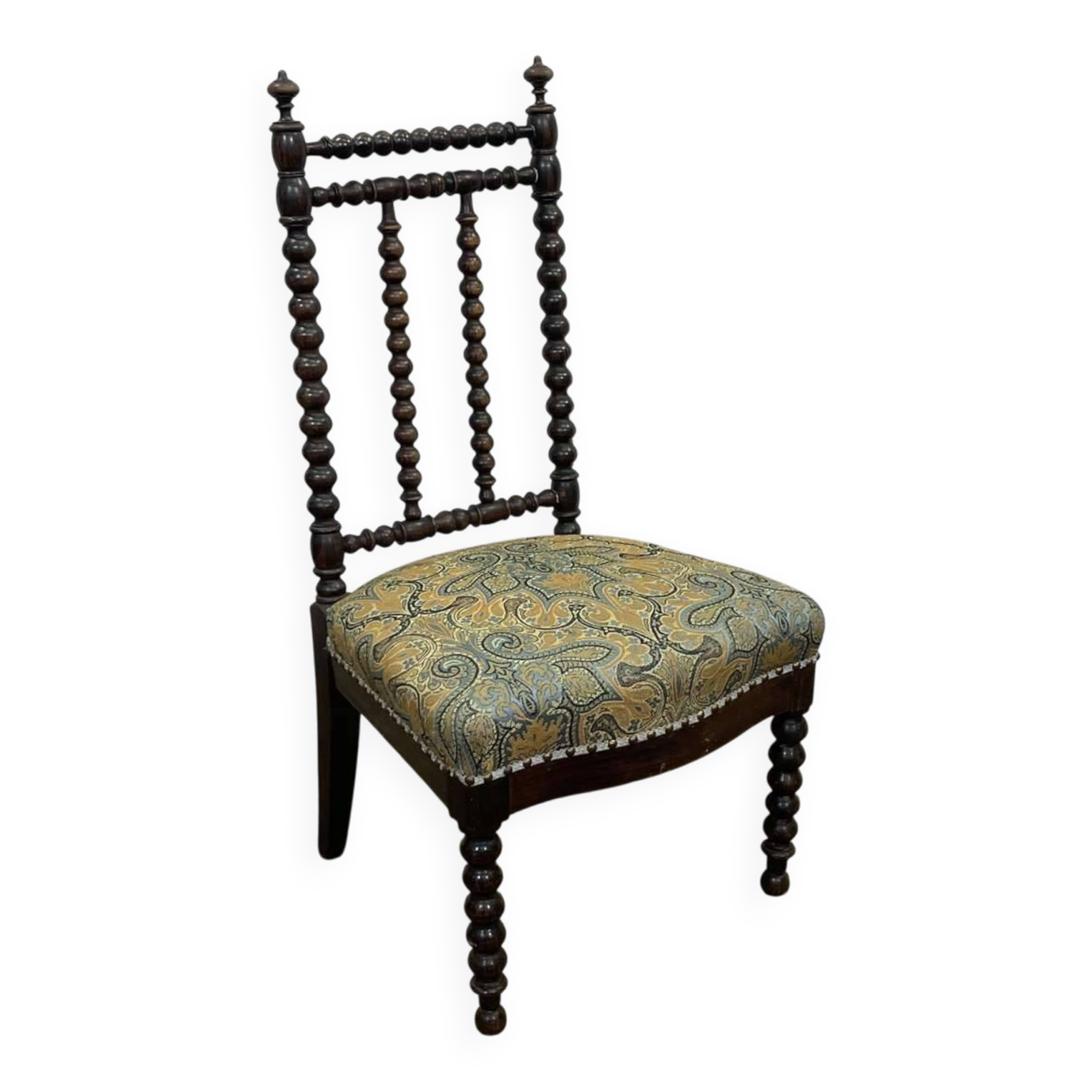 Chair in turned wood and rosewood veneer, early 20th century