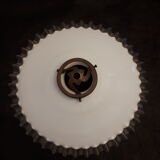 White opaline glass hanging lamp ruffle transparent vintage 1940/1950