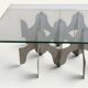 Minimalist sculptural coffee table in metal and glass – 1970