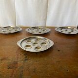 Set of 4 Snail Plates GUY DEGRENNE Stainless Steel Made in France Servic