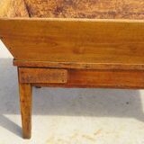Very old solid oak dough trough with a lid and removable legs.