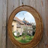 Miroir ovale en osier