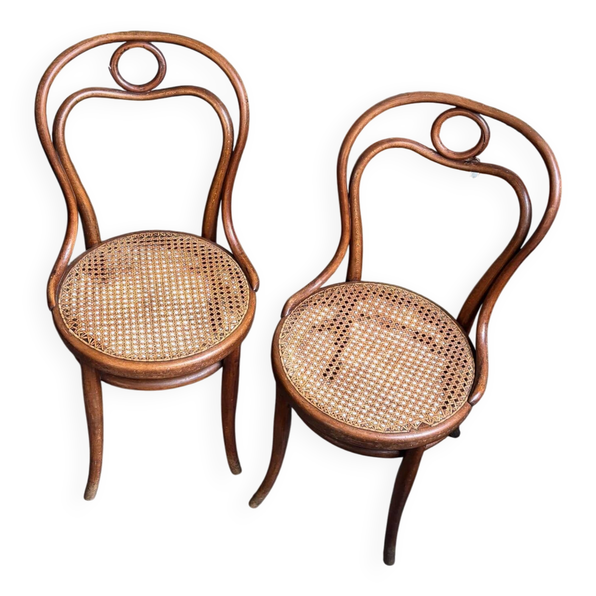 2 Thonet chairs no. 31 in bent beech and caning