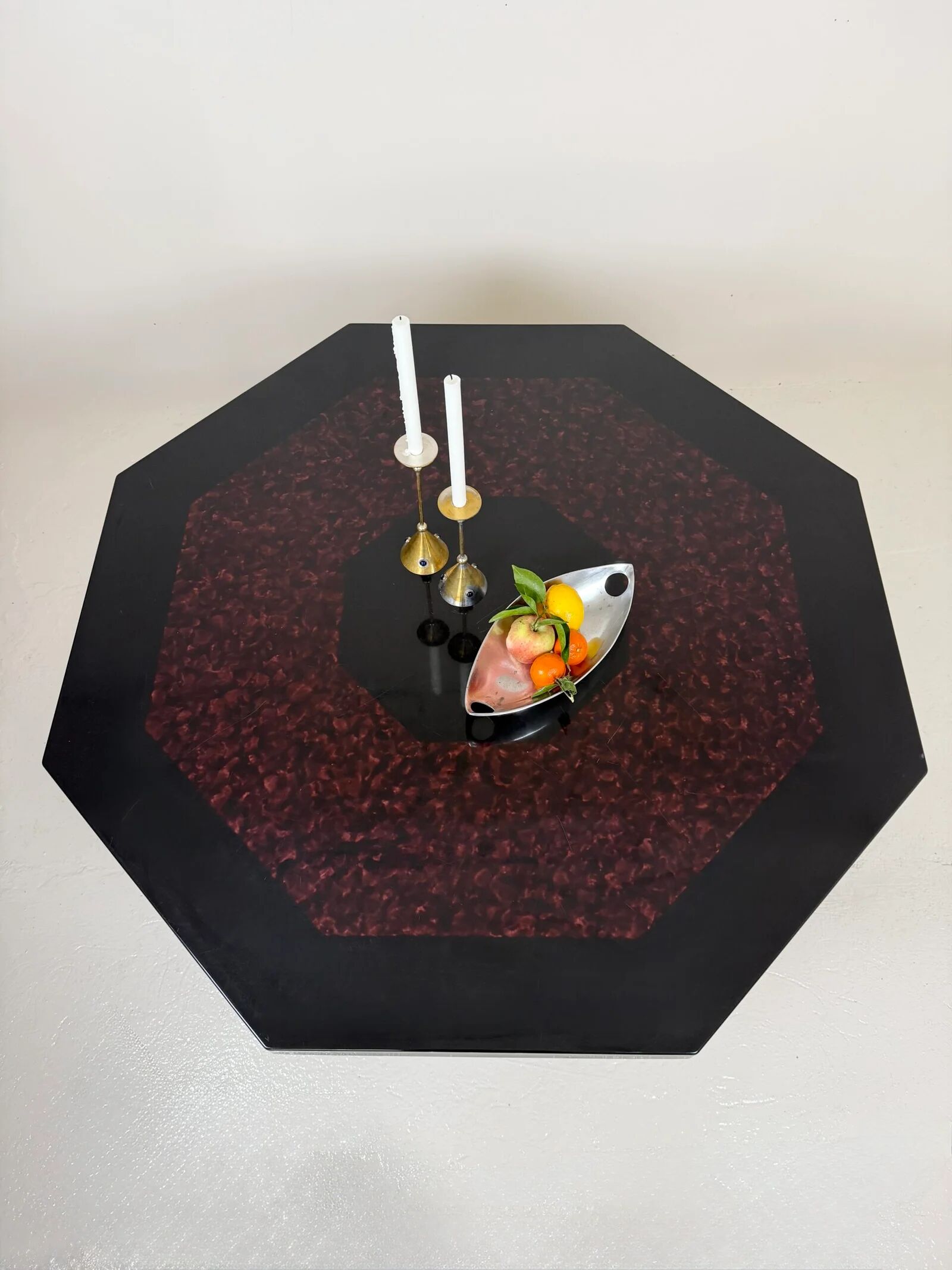 Octagonal dining table in resin, Italy 1970s