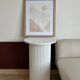 round and fluted bedside table in white