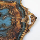 Old carved & patinated wooden top baroque style